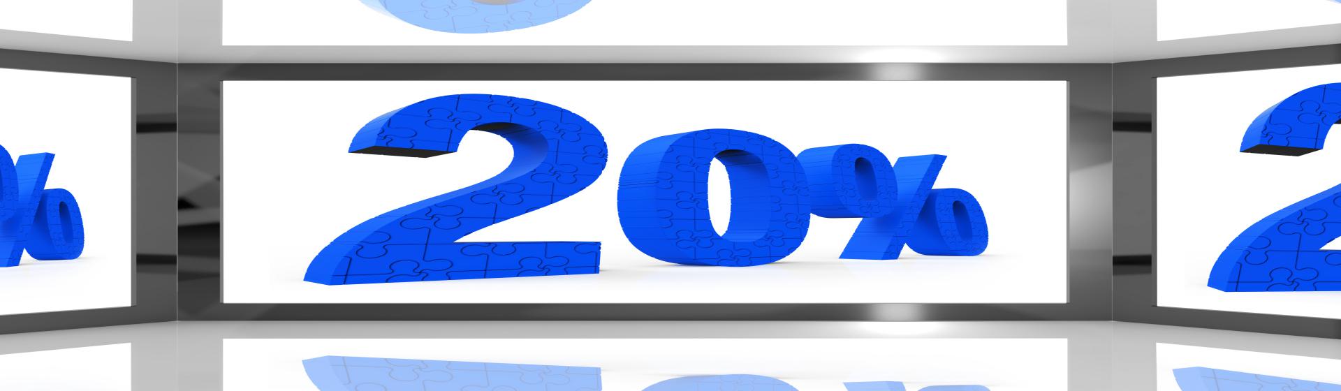 20 on screen showing twenty percent off and price deals mjsnlevu