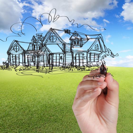 Hand draw house against blue sky zjly0fbd