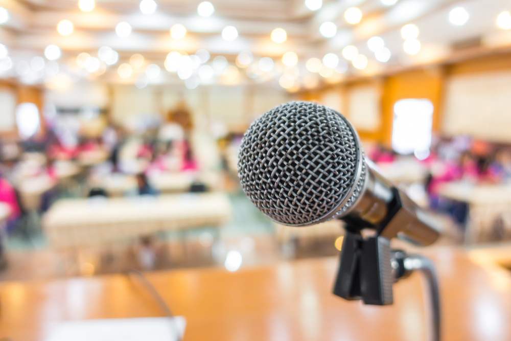 Black microphone in conference room%2b 1 